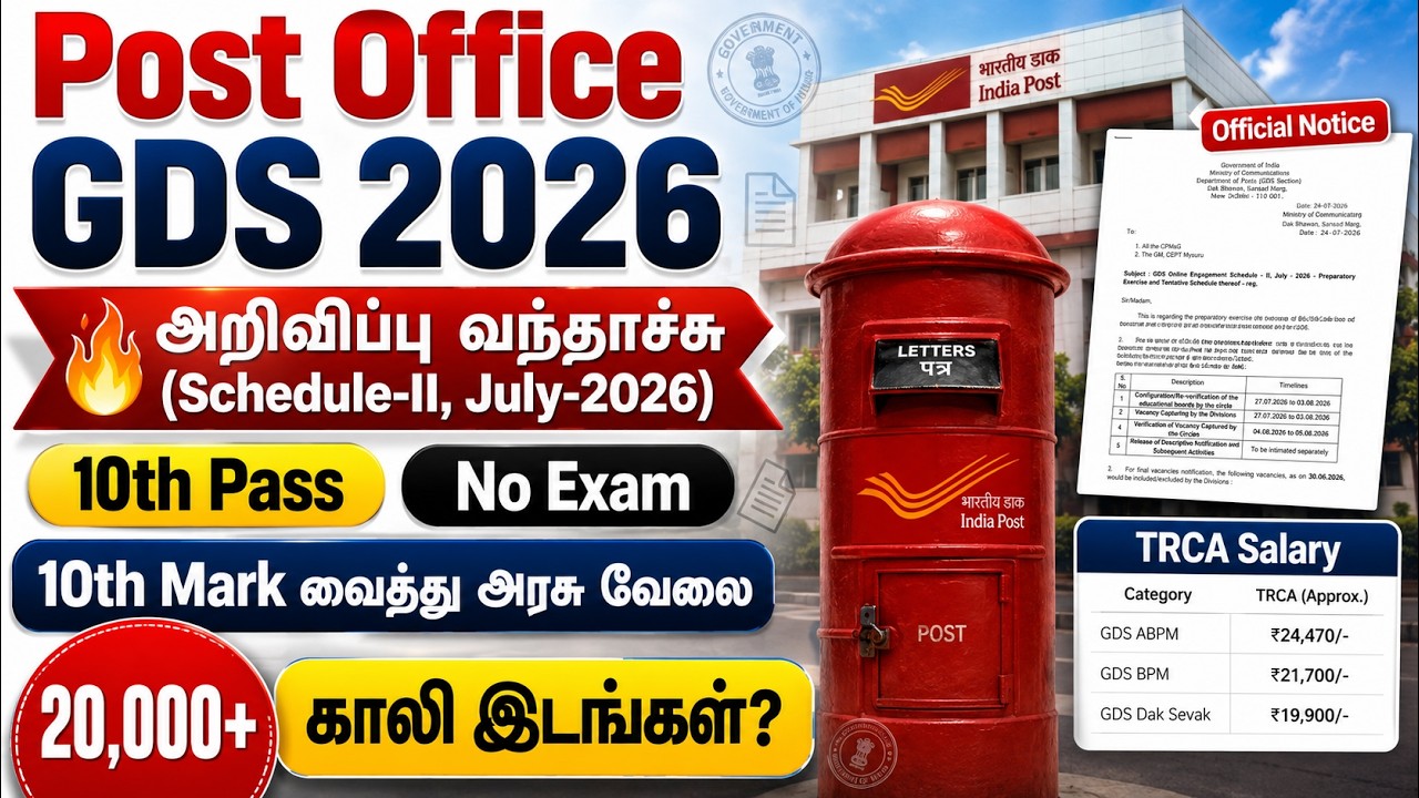 TN Post Office GDS Jobs 2026 Big Update | Official Circular Released | GDS Schedule-II July 2026