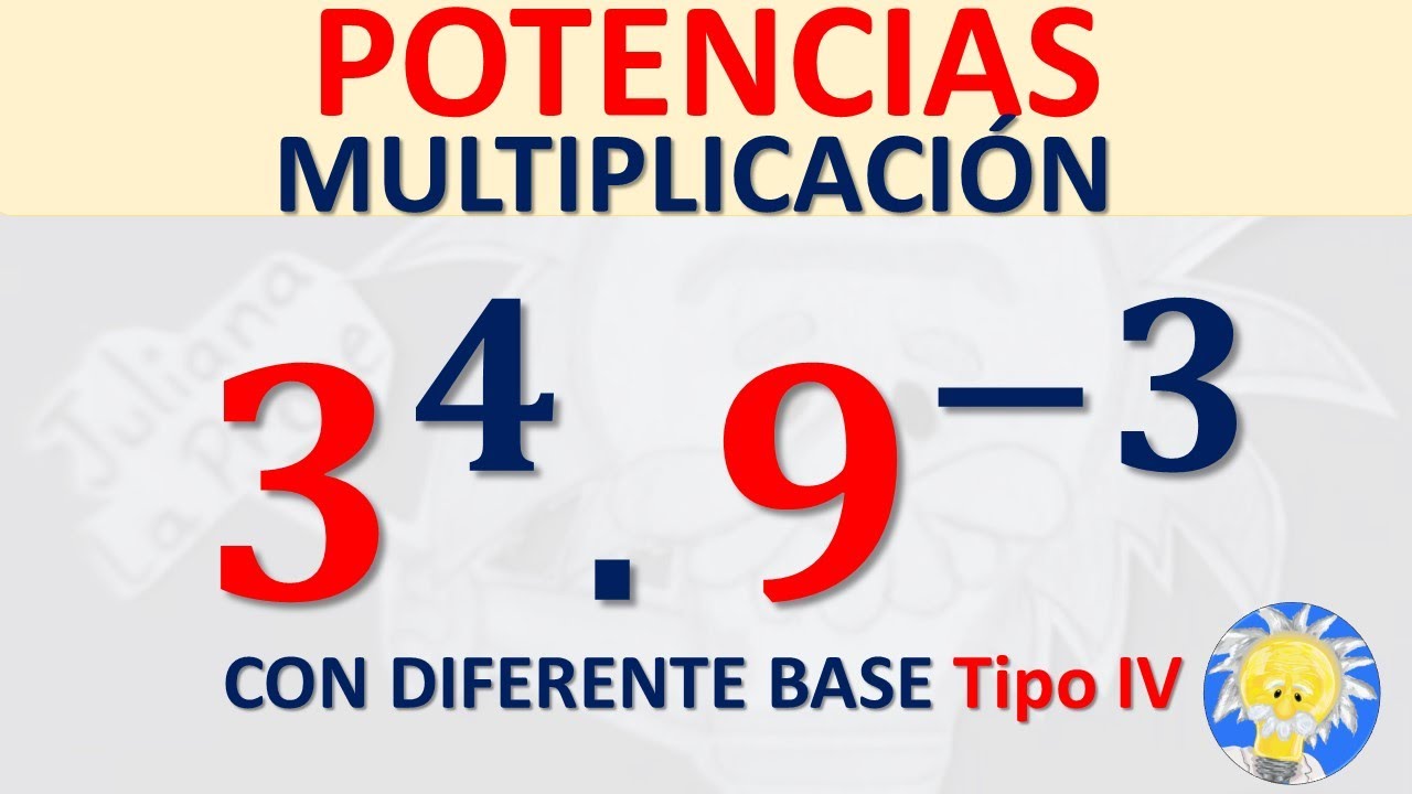 👩‍🏫 MULTIPLICACIÓN DE POTENCIAS  de DISTINTA BASE y DISTINTO EXPONENTE NEGATIVO tipo IV