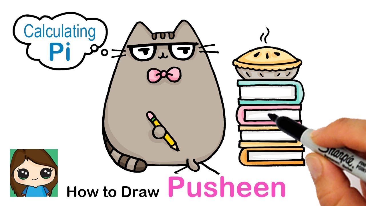 How to Draw Pusheen Calculating Pi 🥧