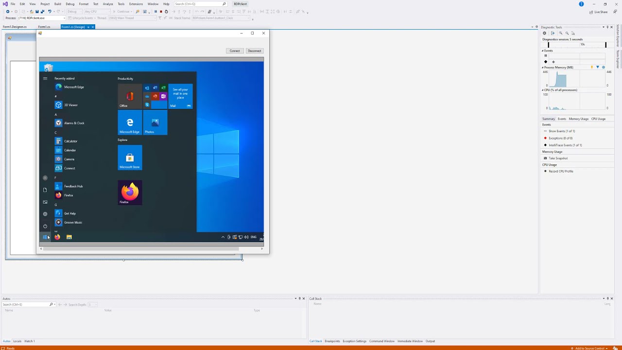 How to create Remote Desktop Client  C#
