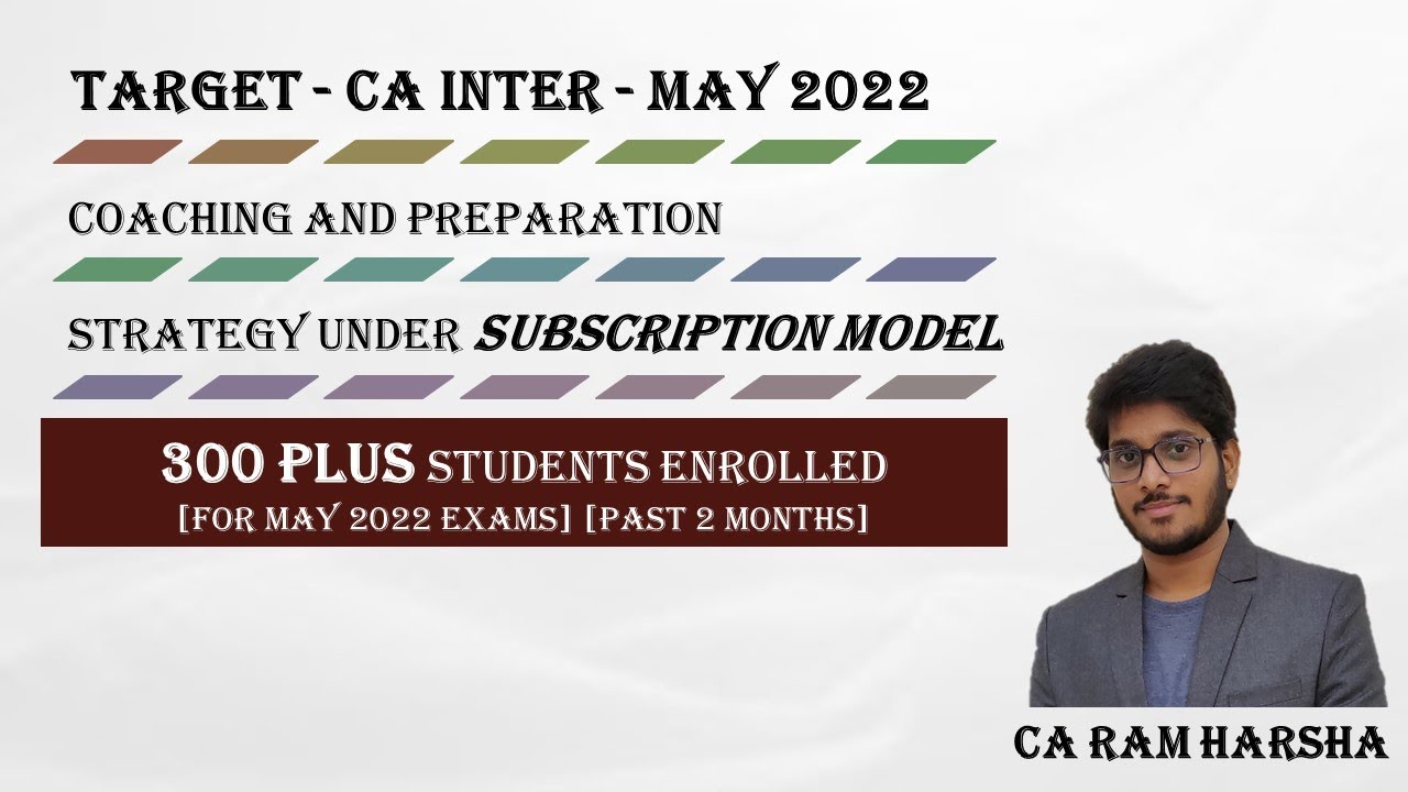 MAY 2022 - CA INTER - PLAN COACHING AND PREPARATION SIMULTANEOUSLY - SUBSCRIPTION MODEL