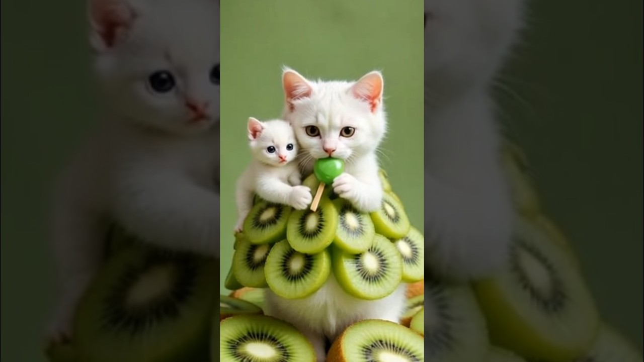 Mamma tasting the kiwi loli 🩷❤️😍 #trending #cat #motherandbaby