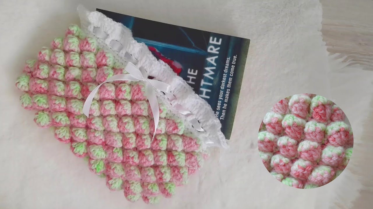 Как связать крючком чехол для книги &laquo;Клубничный пуф&raquo; 🍓