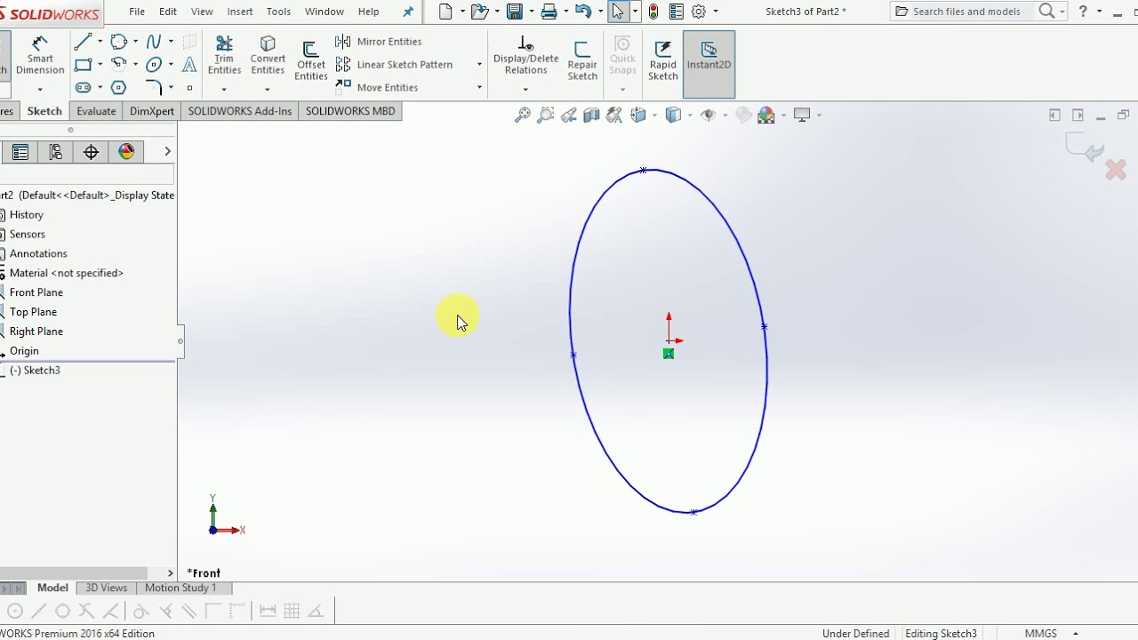SolidWorks Tutorial 8: Ellipse Types & Usage, Parabola & Conic Usage