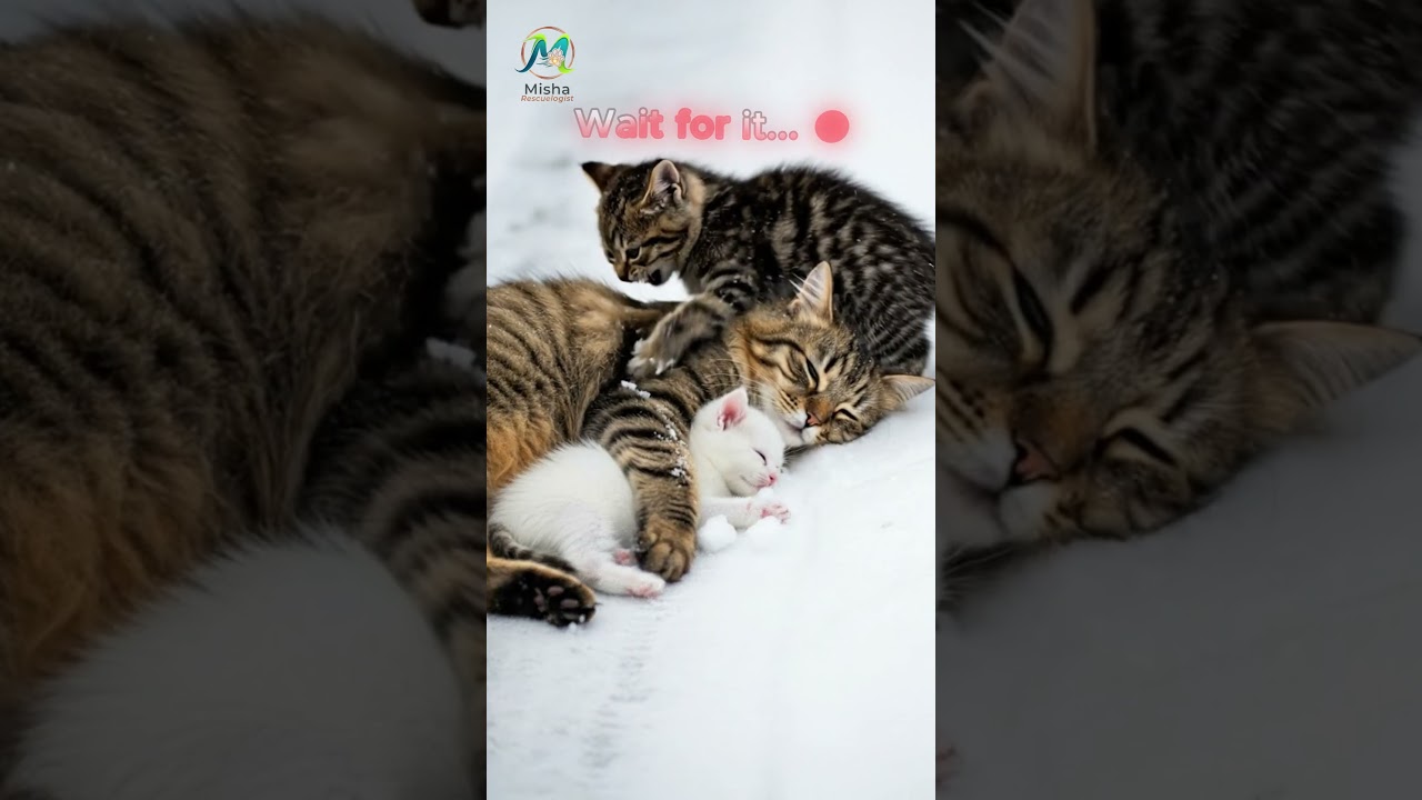Homeless Mother Cat and Kittens Saved in Snow 🐱🐾❄️ #cat #rescue #humanity #shorts