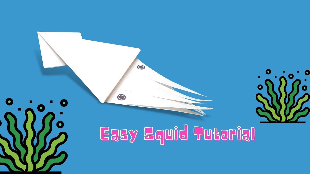 Easy Origami Squid Tutorial- Easy origami for beginners- easy paper craft for kids- Origami Animal
