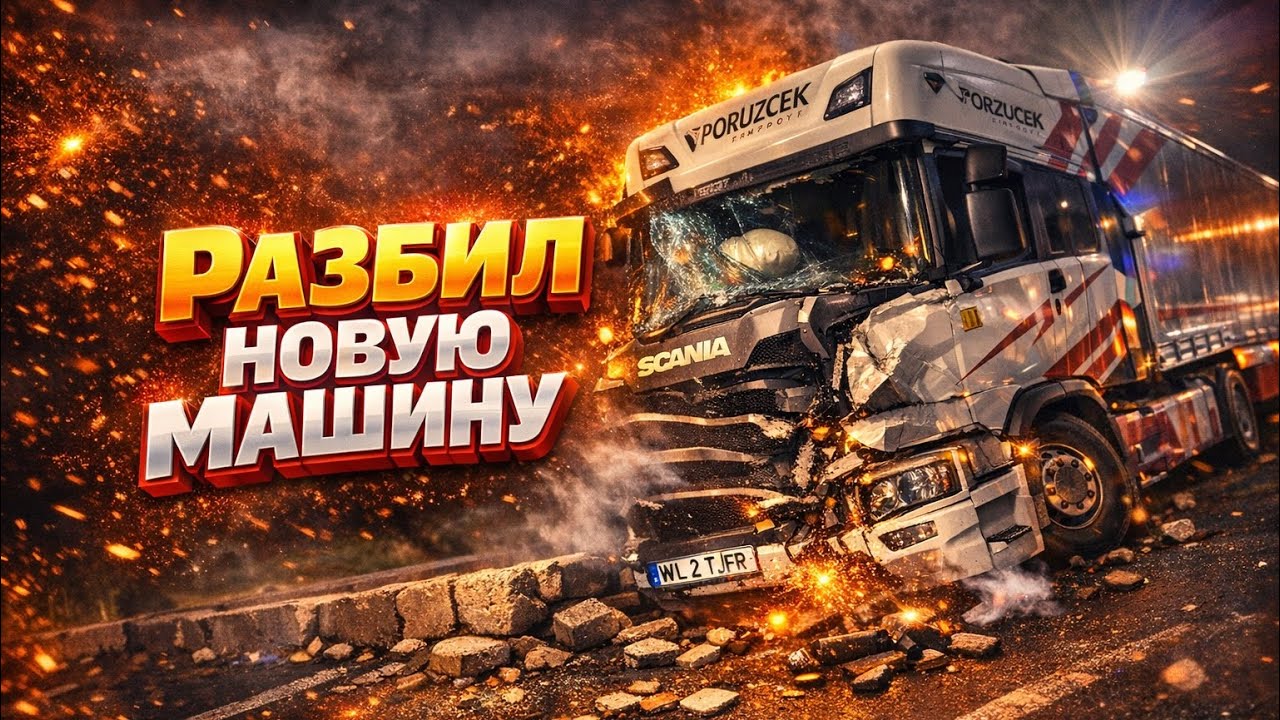 Разбил бампер в яме и чудом ушёл от ДТП! Ночная жесть дальнобоя
