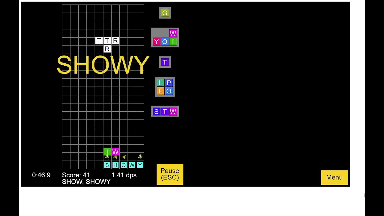 Scrabble Tetris - 4 letter mode - 1334 High Score [Former WR]