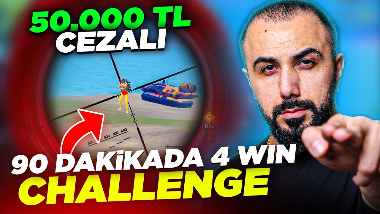 50.000 TL CEZALI 90 DAKİKADA 4 WIN ALMA CHALLENGE! | PUBG Mobile