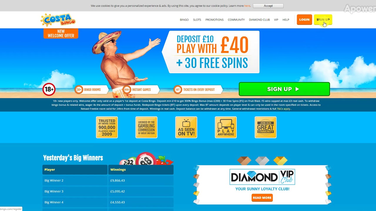 BingoSites.bet Costa Bingo - Welcome Bonus Walk-through