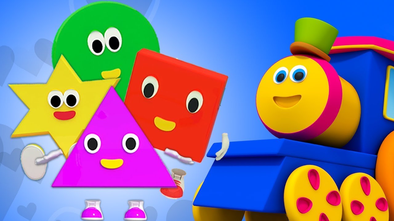 Bob il treno | cinque piccole forme | filastrocche | saltando canzoni | Bob Train 5 Little Shapes