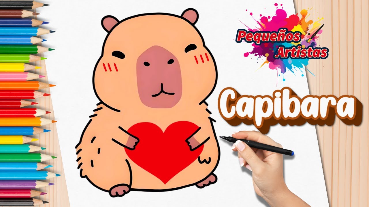 Dibuja y Colorea un CAPIBARA ❤️ El Animal más Tierno 🐾 Tutorial Fácil Paso a Paso para Niños