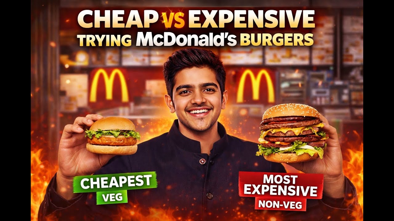 TRYING MOST EXPENSIVE AND CHEAPEST BURGER FROM Mc DONALDS MENU FOR BOTH VEG AND NON-VEG |