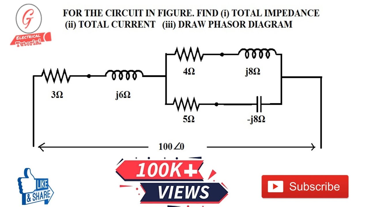 37.In Series Parallel A.C. Circuit Calculation Of Total Impedance, Total Current, Phasor Diagram.