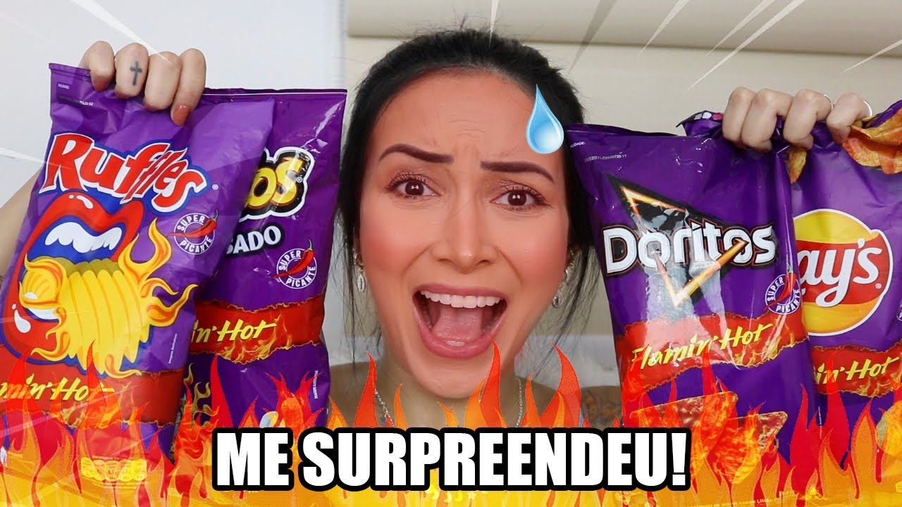 PROVANDO SALGADINHOS FLAMIN&acute; HOT DA ELMA CHIPS
