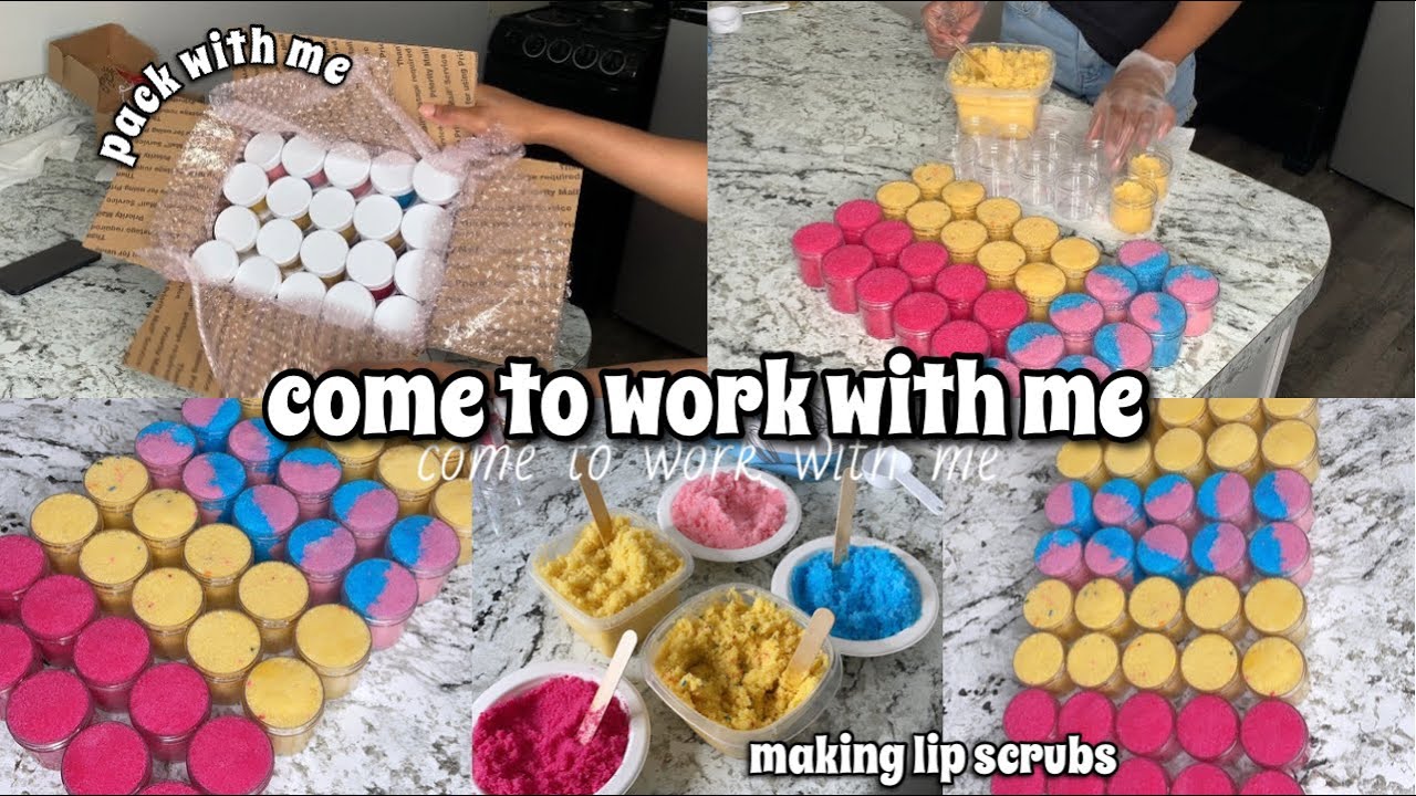 come to work with me | fulfilling a 40 lip scrub wholesale order + pack with me!