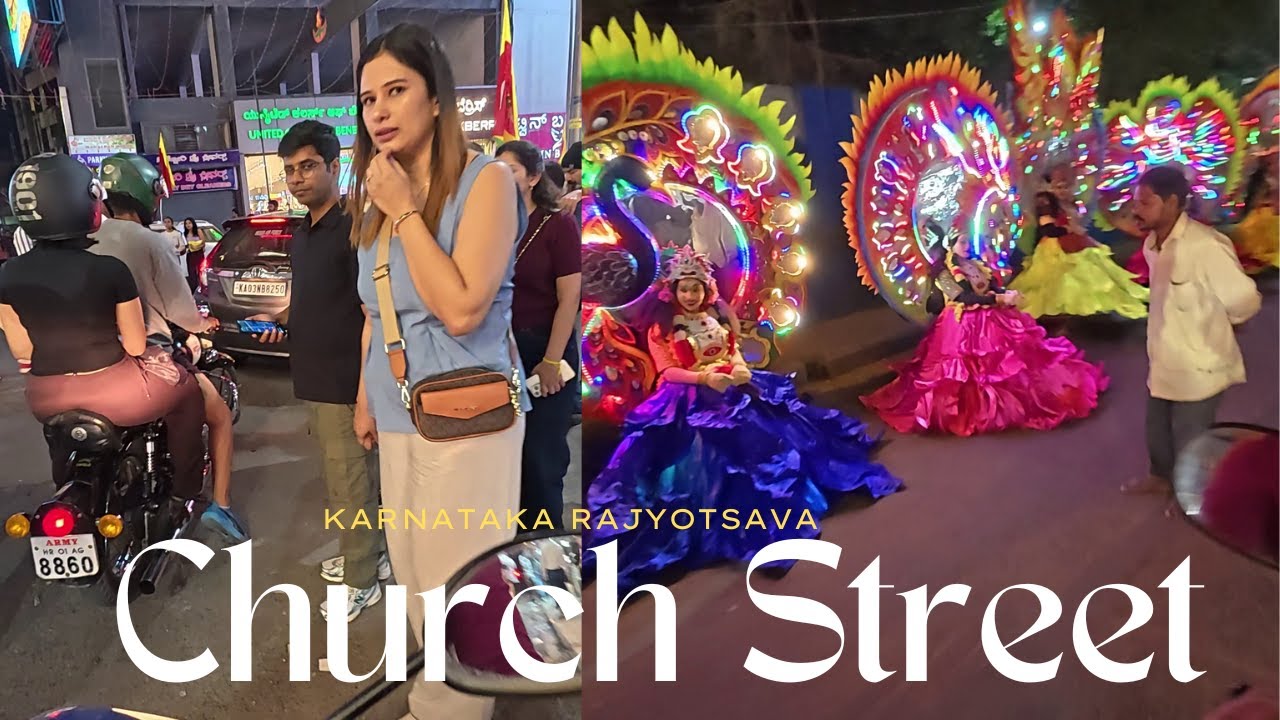 Bangalore Church Street Night Ride 🏍️ | Karnataka Rajyotsava Celebration 🇮🇳 | Saturday Night Vibes
