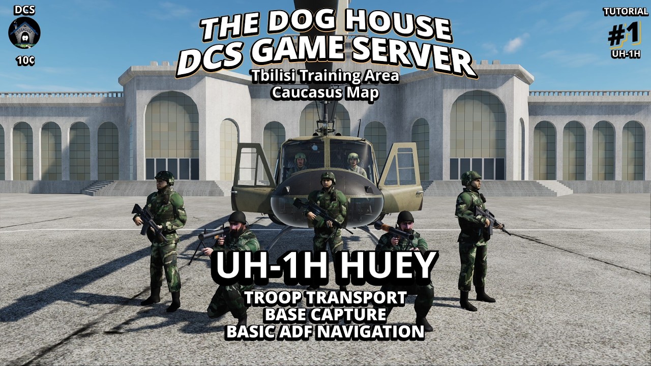 DCS: UH-1H Huey Troop Transport Base Capture Basic ADF Navigation