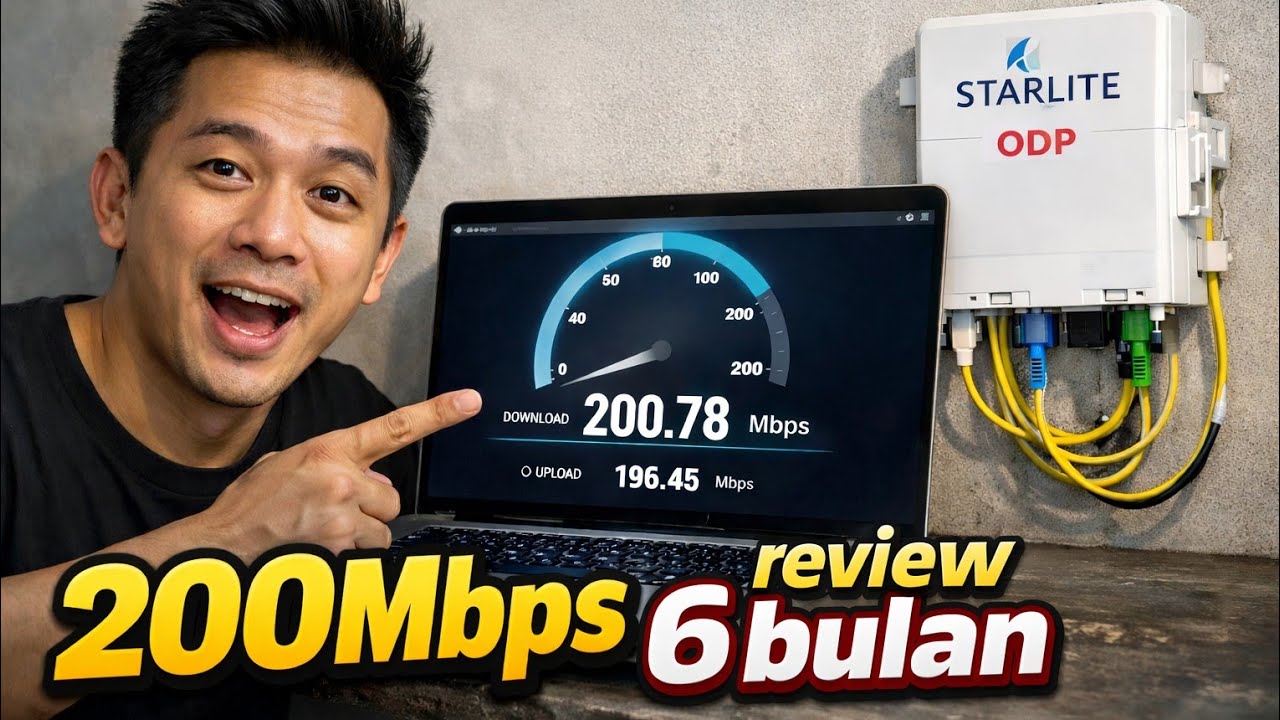 Review Lengkap Starlite 200Mbps 6 bln &ndash; Pemasangan Gratis ODP Tempel, Speed Test & Game Online