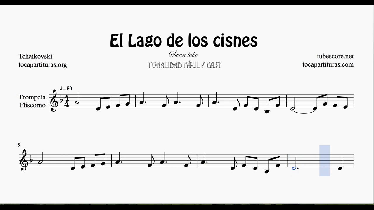 El Lago de los Cisnes Partitura Fácil de Trompeta