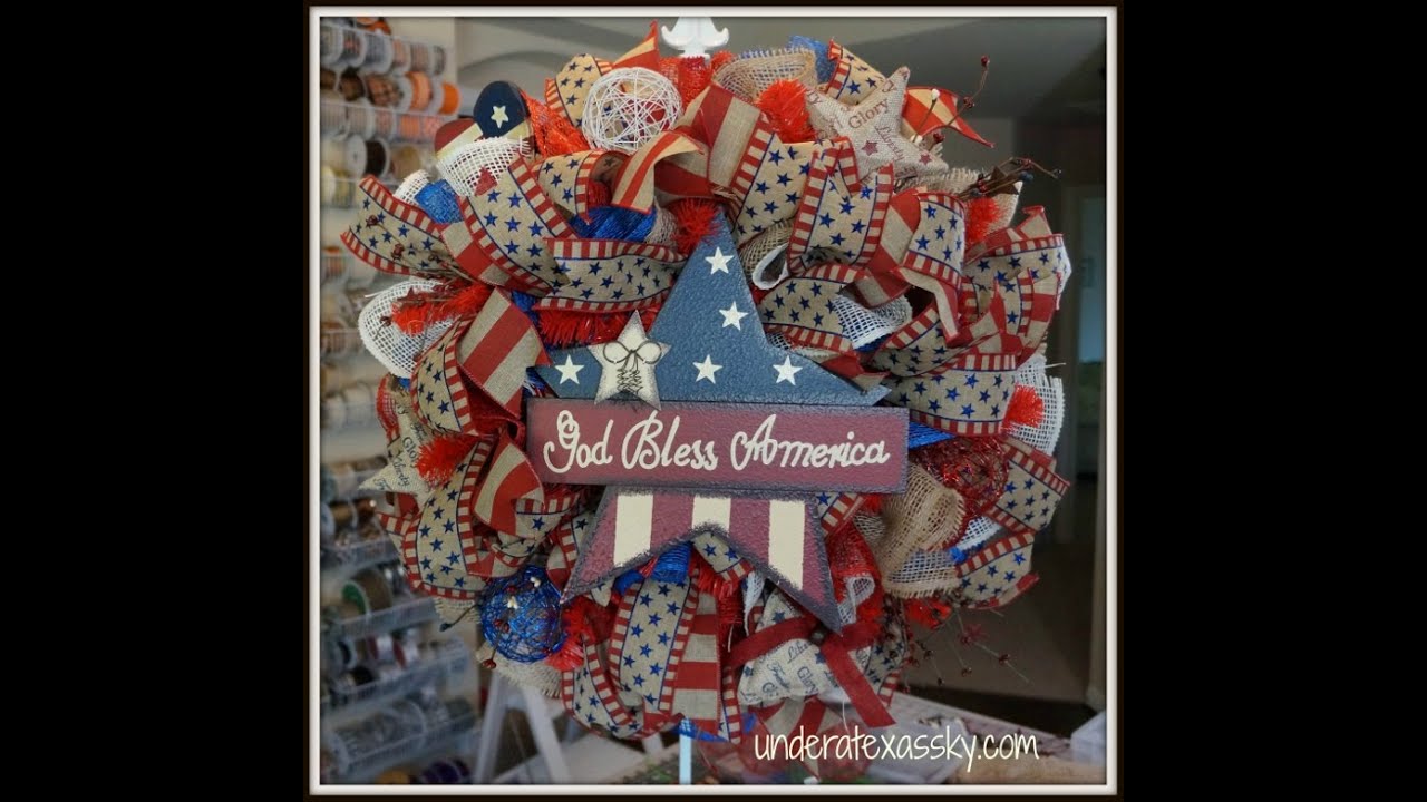 Poly Burlap Mesh Patriotic Wreath Tutorial