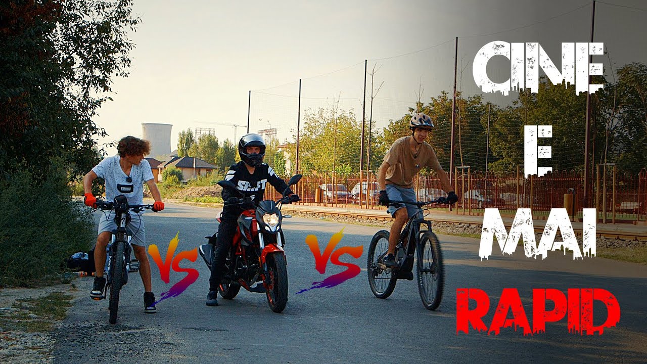 Bicicleta electrica vs. bicicleta cu benzina - CINE E MAI RAPID?