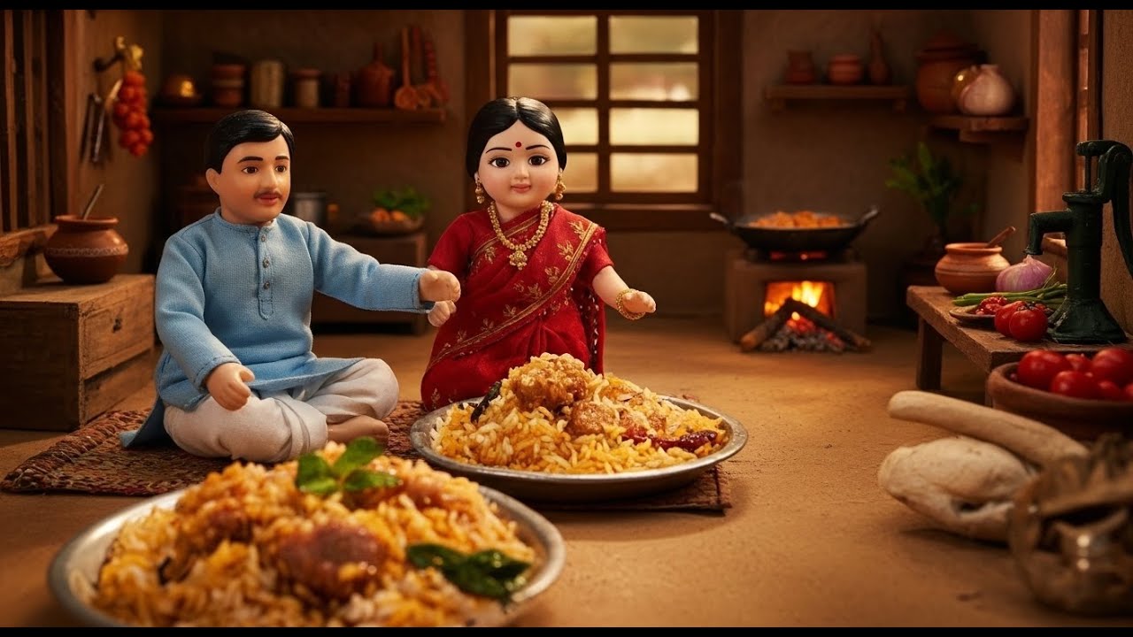 Miniature Doll Biryani Cooking ASMR | Indian Village Tiny Kitchen #kidooflixy