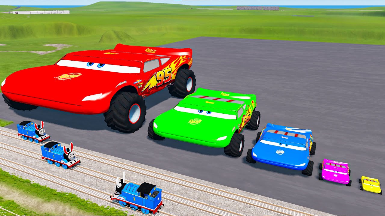 Big & Small McQueen & Police Car vs Zombie Mack,Giant Bulge & Spinner & Monster Mouth – BeamNG.drive