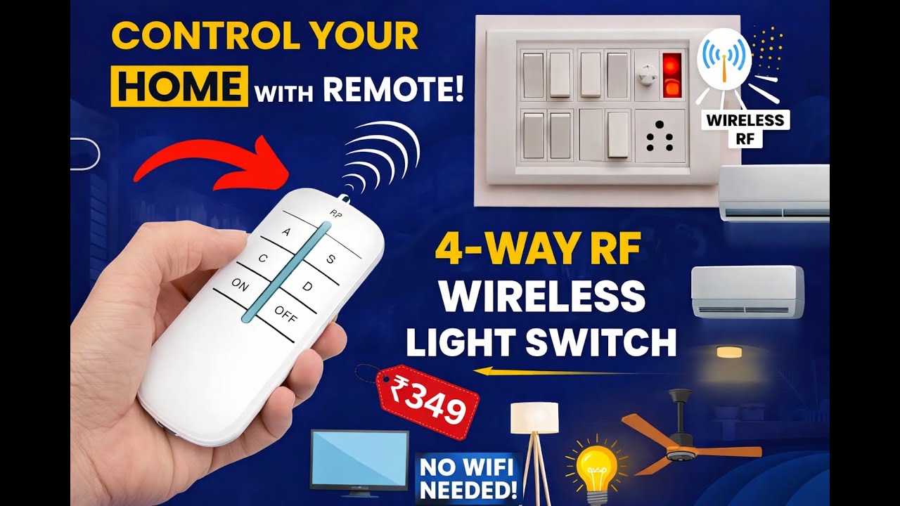 Control Your Home with Remote || 4-Way Wireless Light Switch || ₹349 Gadget