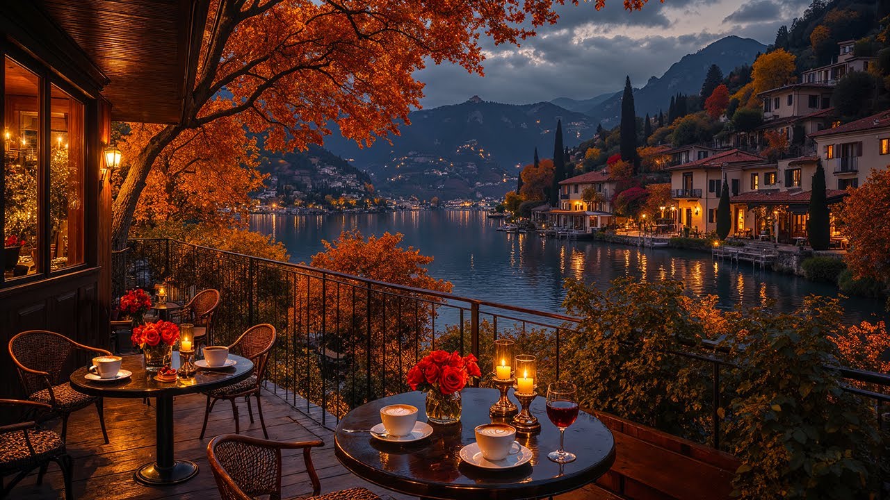Autumn Jazz Evening in Italy 🍂 Outdoor Café Ambience ~ Relaxing Jazz Music for Work, Study & Focus