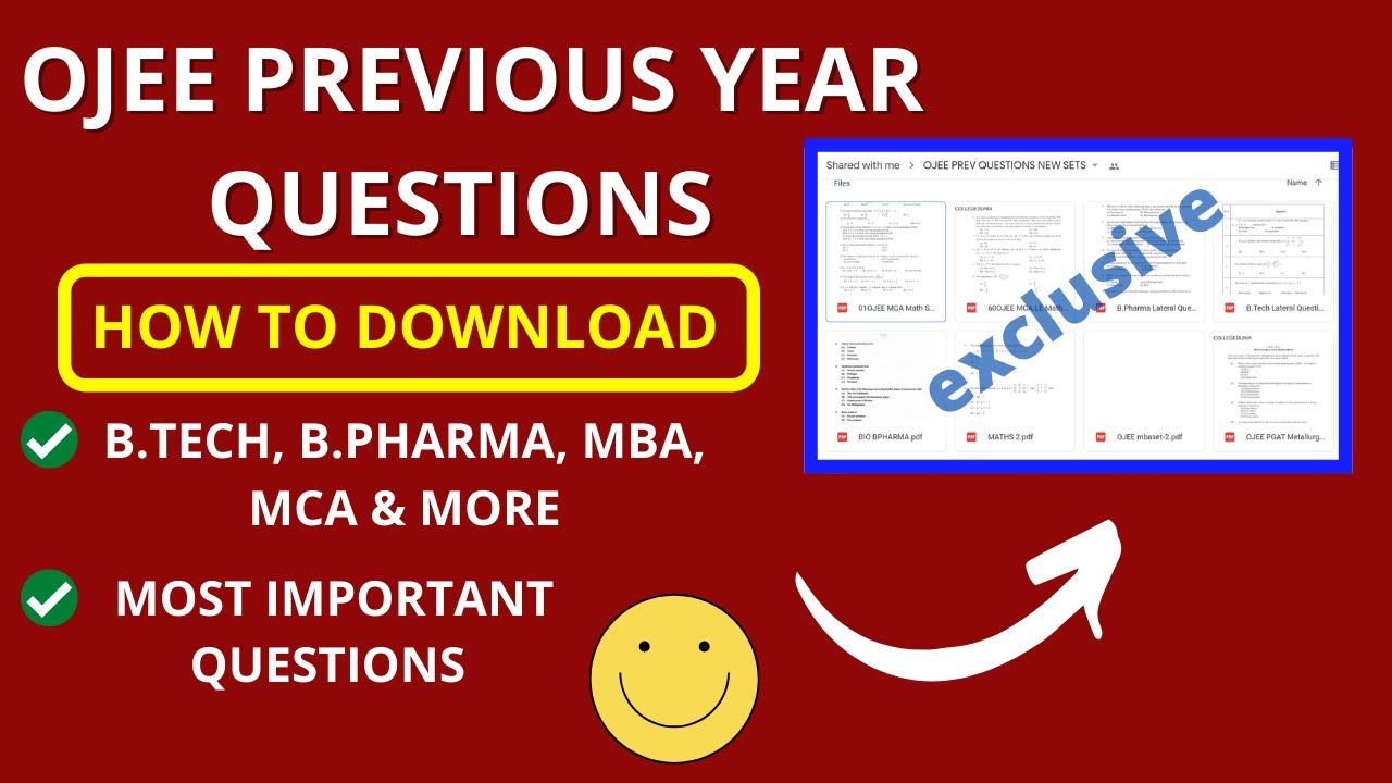 OJEE PREVIOUS YEAR QUESTIONS NEW SET ll DOWNLOAD PDF OJEE QUESTIONS