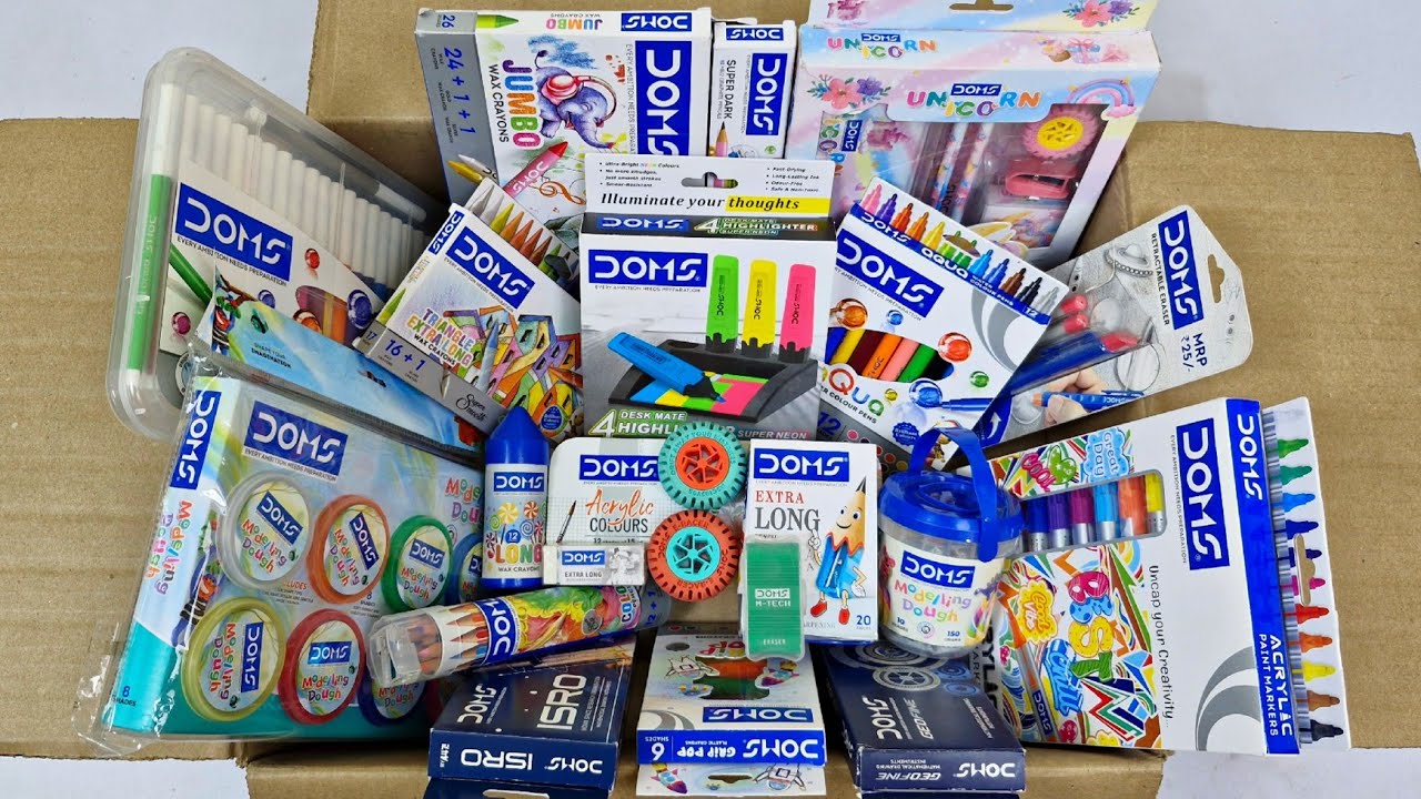 DOMS Stationery Collection💖Geometry, Crayons, Sketch colors, Sharpener, Unicorn kit, Hilighters etc