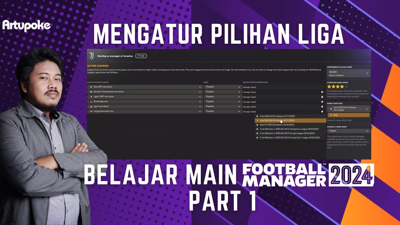 Belajar FM24 Part 1 - Menentukan Tim dan Mengatur Load Liga