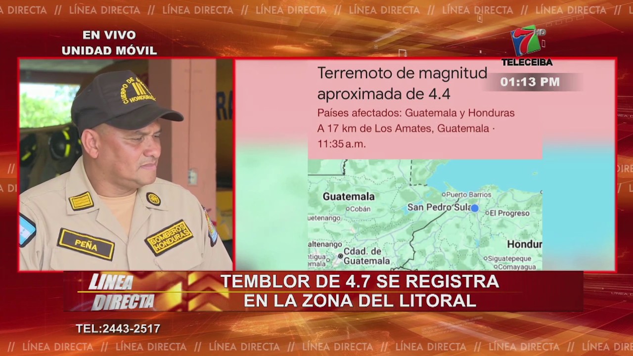 Temblor de 4.7 se registra en la zona norte de Honduras