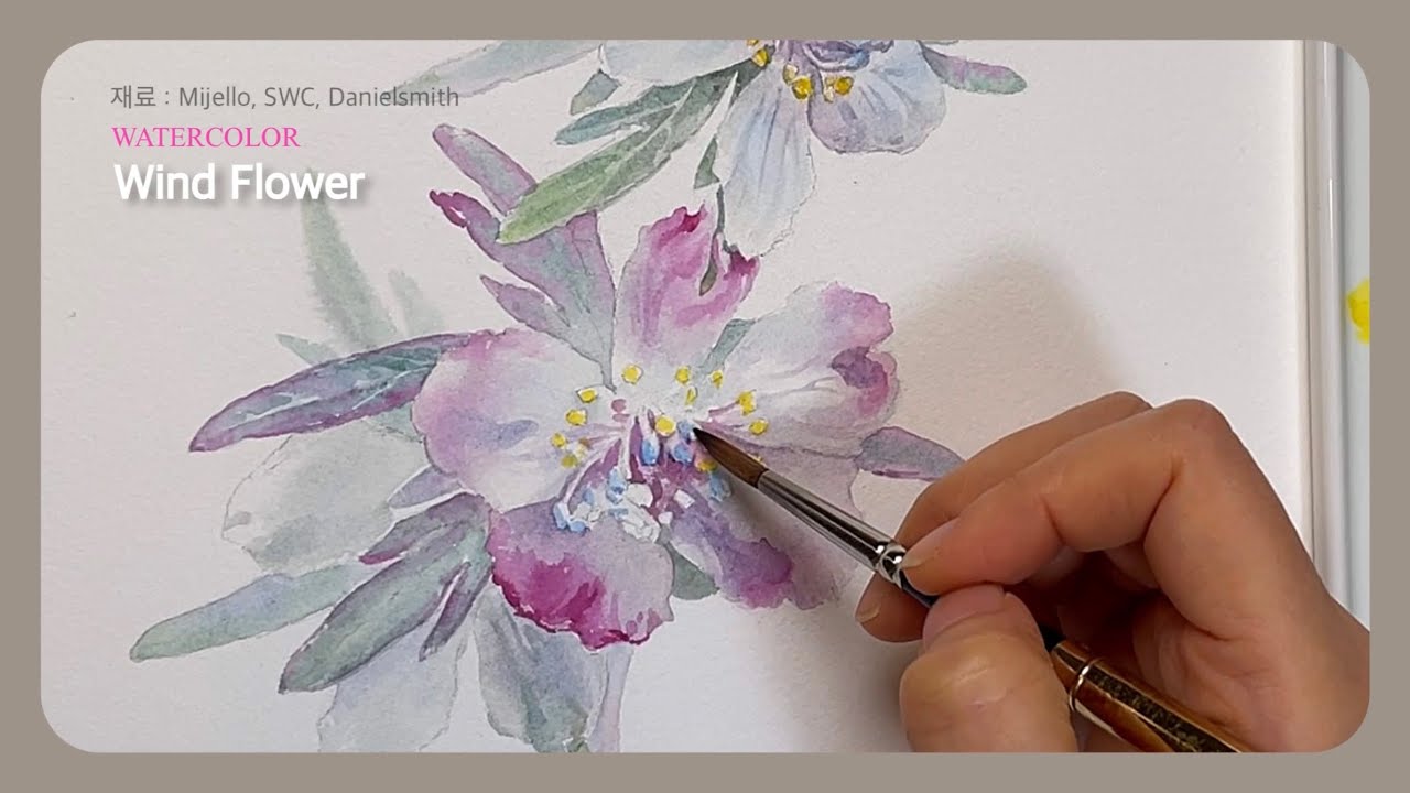Wind Flowers - 수채화 야생화 그리기 #풍도#바람꽃#꽃그림#watercolor#flower#水彩画#花画#anemones#风岛