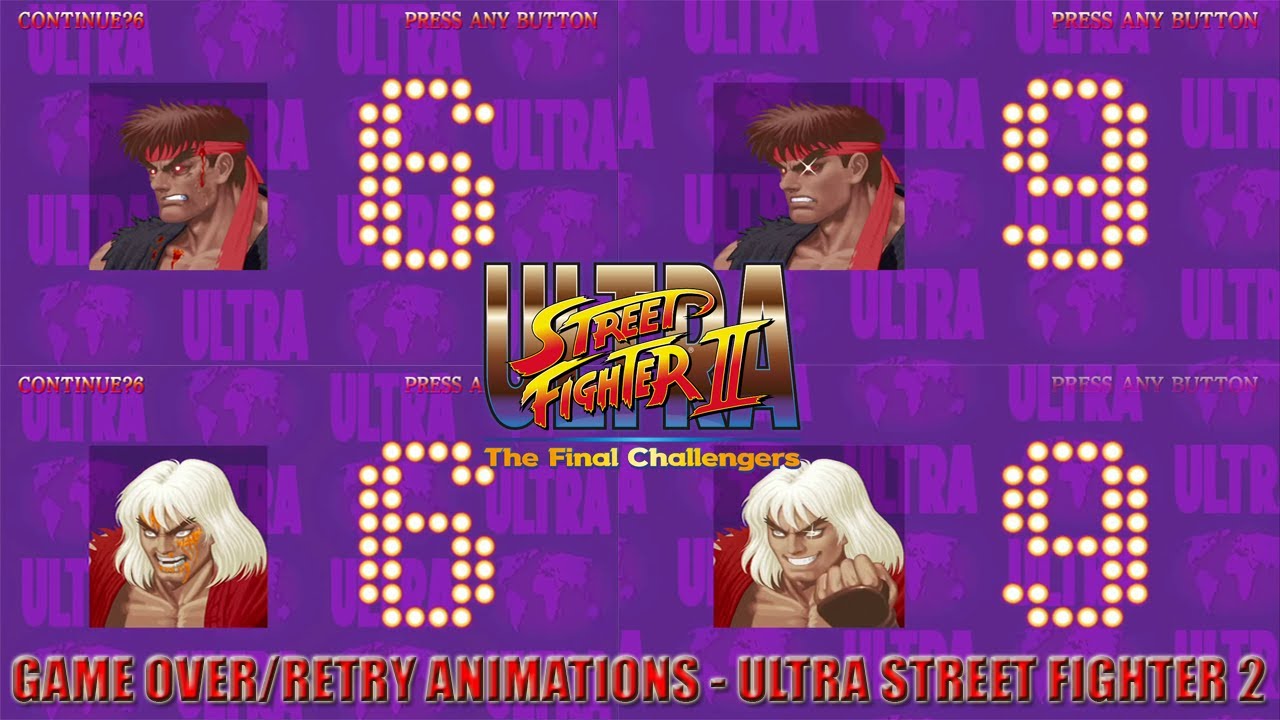 Игра окончена — Продолжить/повторить попытку — Ultra Street Fighter II