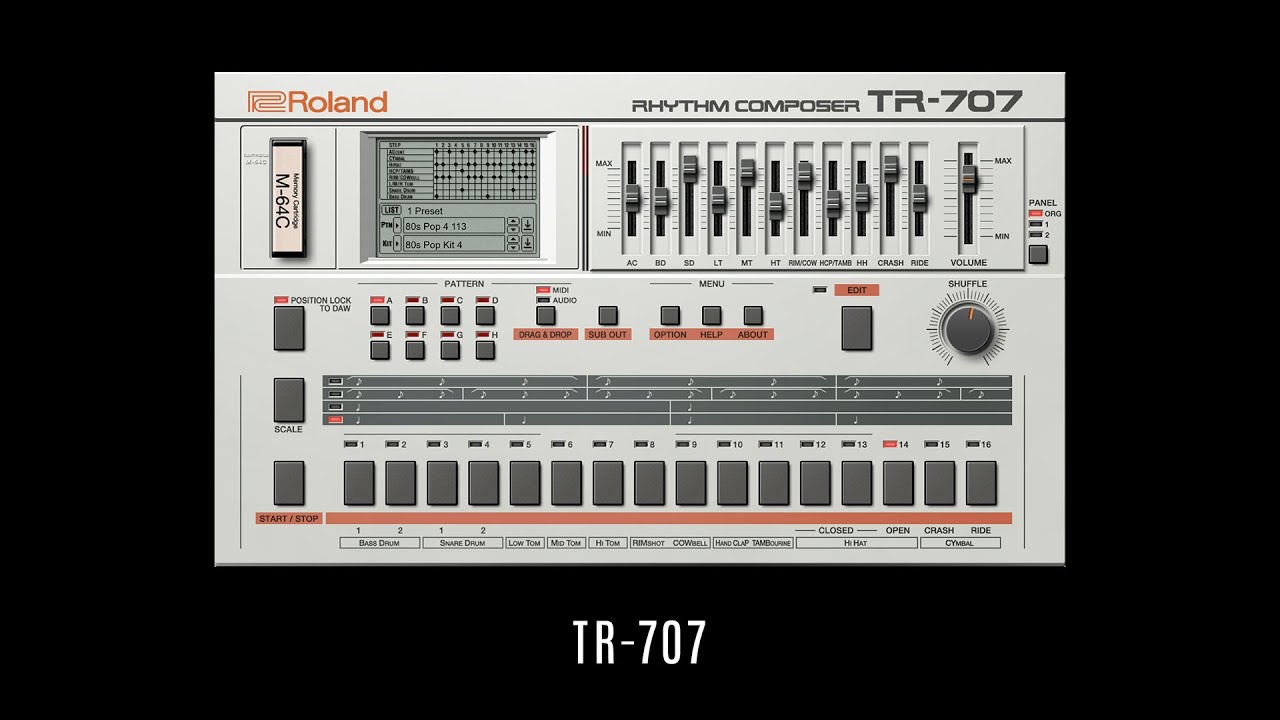 TR-707 • Roland Cloud • 15 Selected Factory Presets • 707 VST Kits Sounds Patches Demo • No Talking