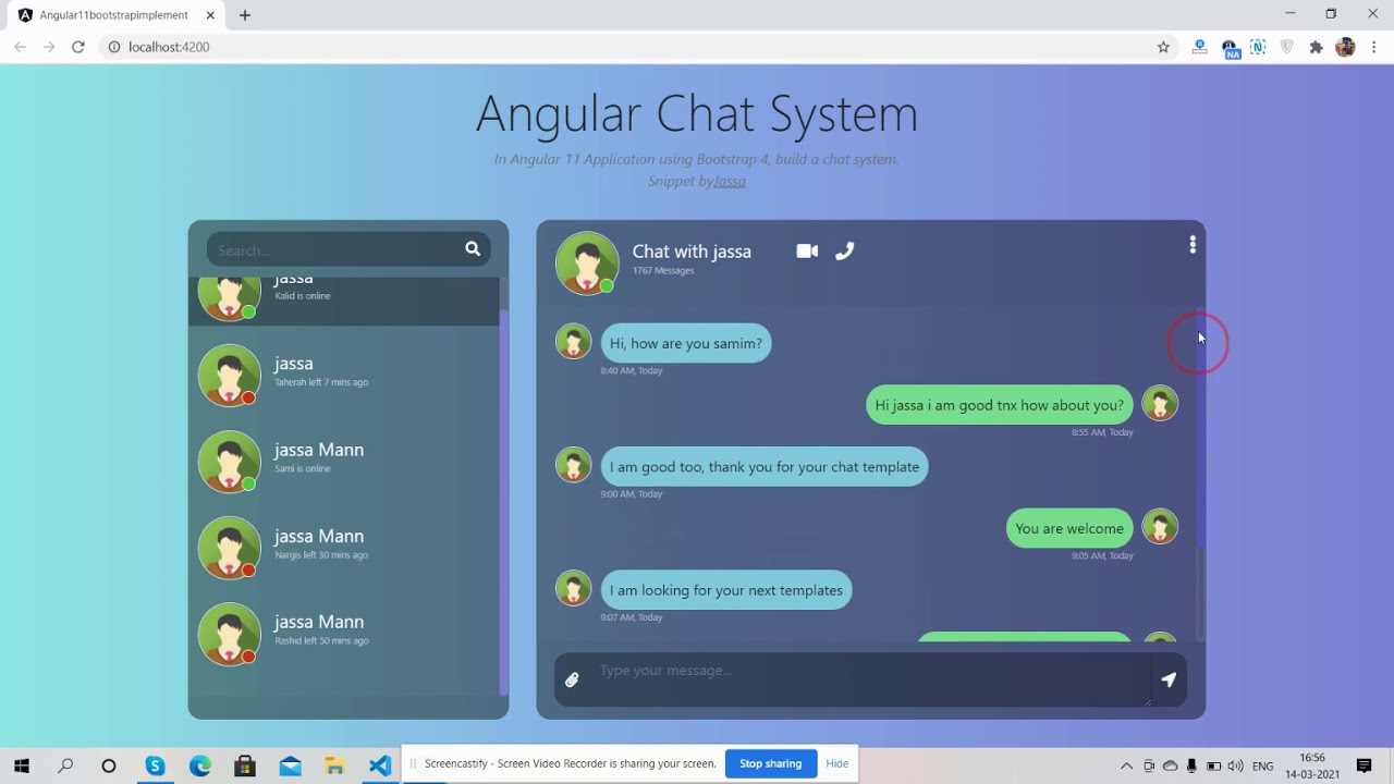 Angular 11 Chat System