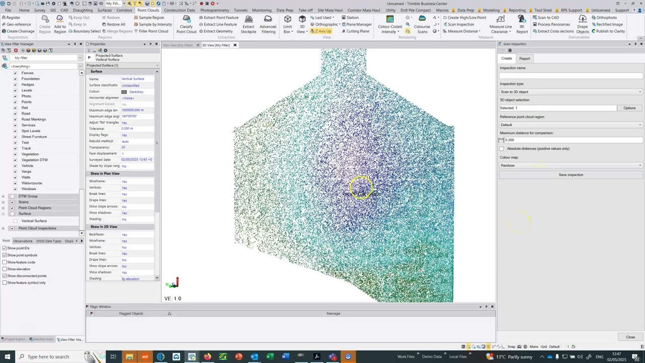 Scan Inspection against a Vertical Plane