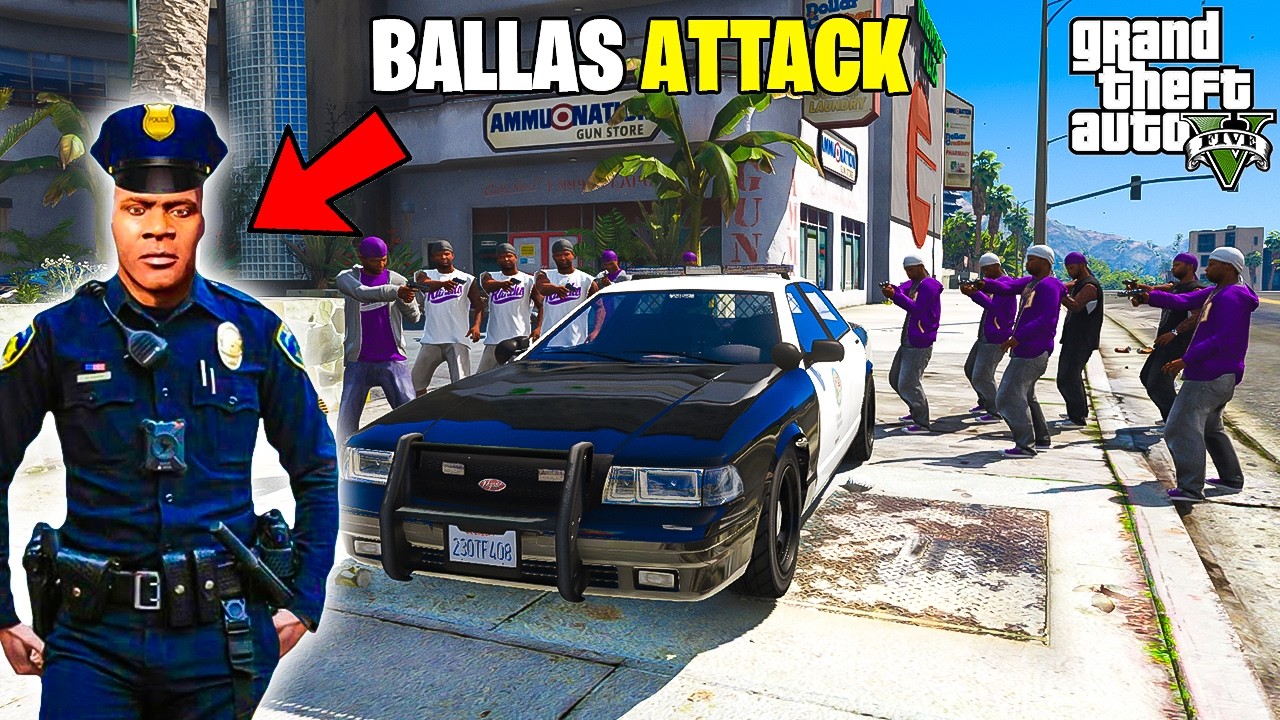Franklin Becomes POLICE & Fight with Ballas Gang Boss in GTA 5! | FRANKLIN POLICE WALA | Flash2lit