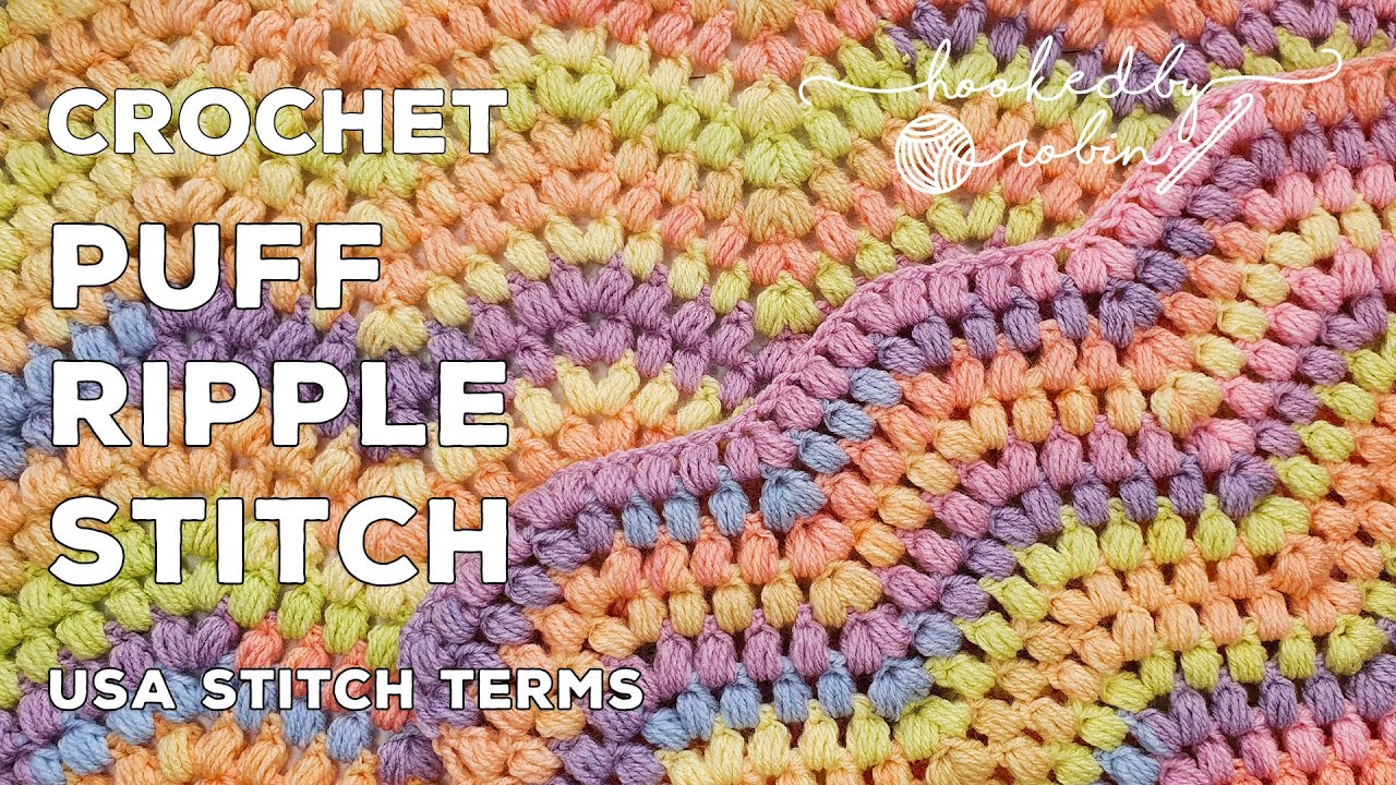Crochet Puff Ripple Stitch - ONE ROW REPEAT