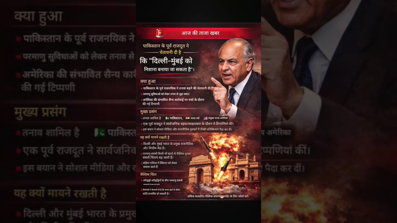 Pakistan Ex-Envoy Warns Of Attack On Delhi & Mumbai If US Targets Nukes