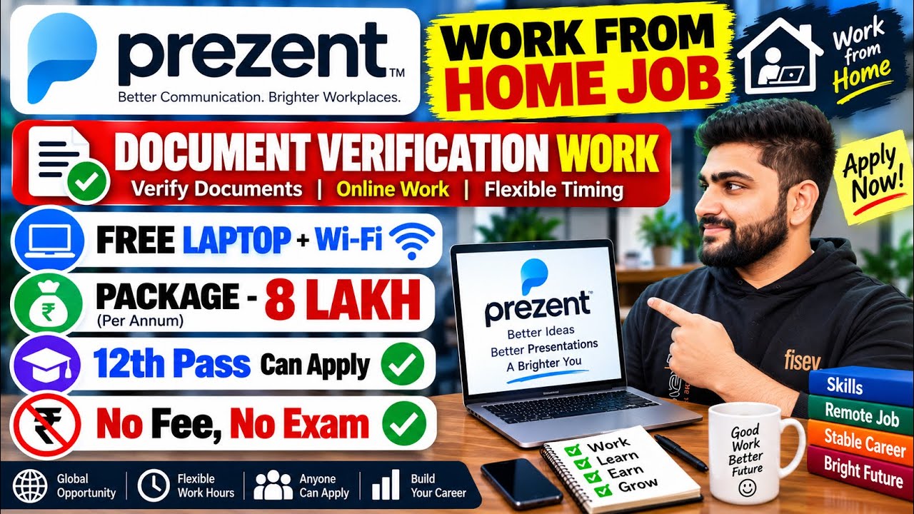 Prezent | Work From Home Jobs 2026 | Online Jobs at Home For Students | New Job Vacancy | 12th Pass 