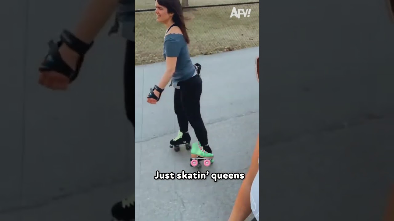 Just Skating Queens!! 🛼🤣 #afv #fail #fall #clumsy #funny #shorts