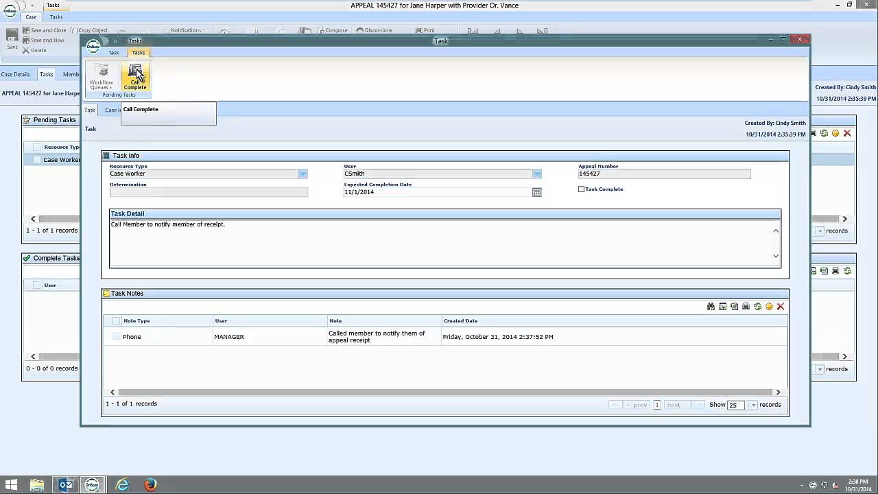 Case Management Appeals and Grievances | Case Processing