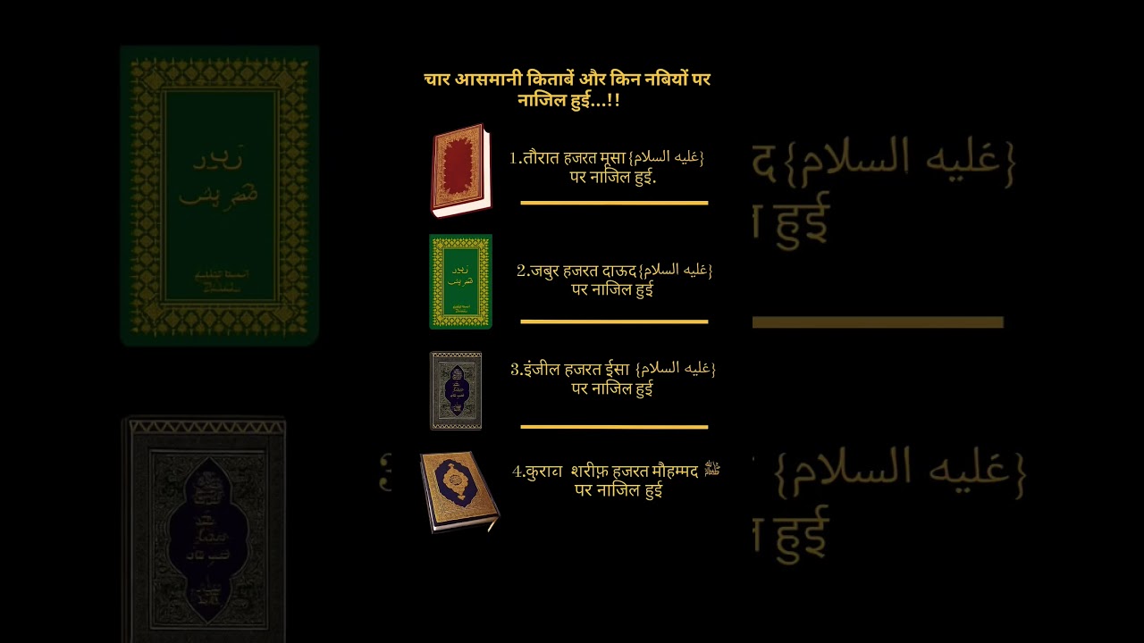aasman ki 4 kitabon ke naam #quran #zaboor #tarot #bible #kitab #books #ilmkiduniya #dailyshorts