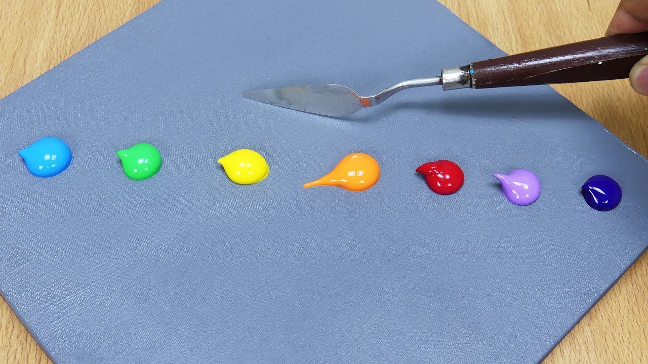 Bu tekniği neden daha önce bilmiyordum?  kolay akrilik boya gökkuşağı gökyüzü!