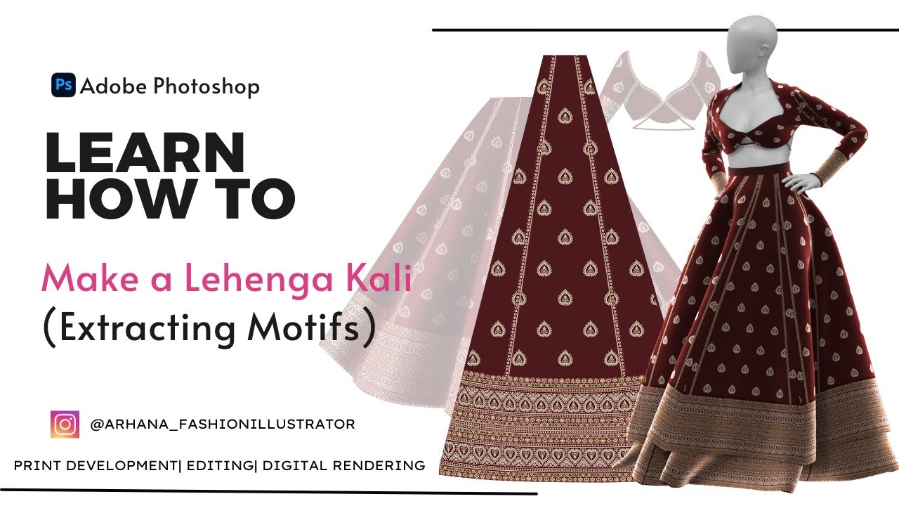 How To Make Lehenga Kali in Adobe Photoshop for beginners