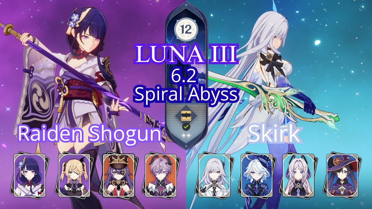 Raiden Overloaded & Skirk Freeze Team - Genshin Impact Luna III 6.2 Spiral Abbys