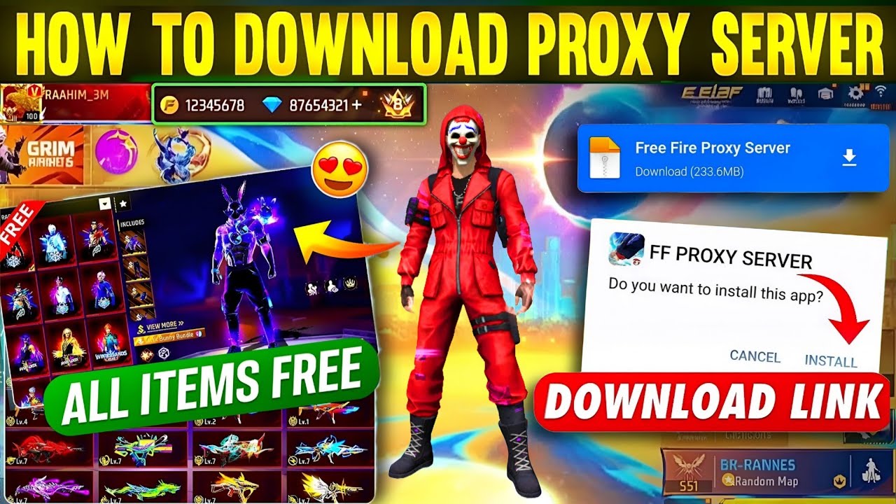 HOW TO DOWNLOAD PROXY SERVER IN FREE FIRE, HOW TO USE PROXY SERVER IN FREE FIRE, VIP PROXY SERVER